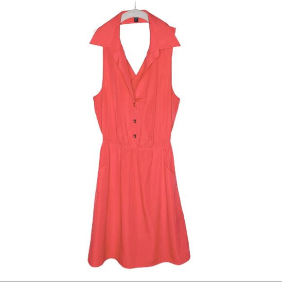 Bebe Coral Bonnie Collared Cross Halter Midi Sleeveless Dress XXS - Picture 3 of 10